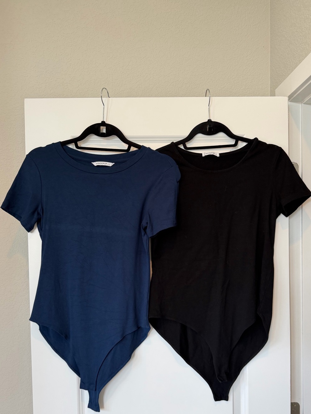 MANGOPOP Stretch Crewneck Bodysuit in Navy and Black (set of two)